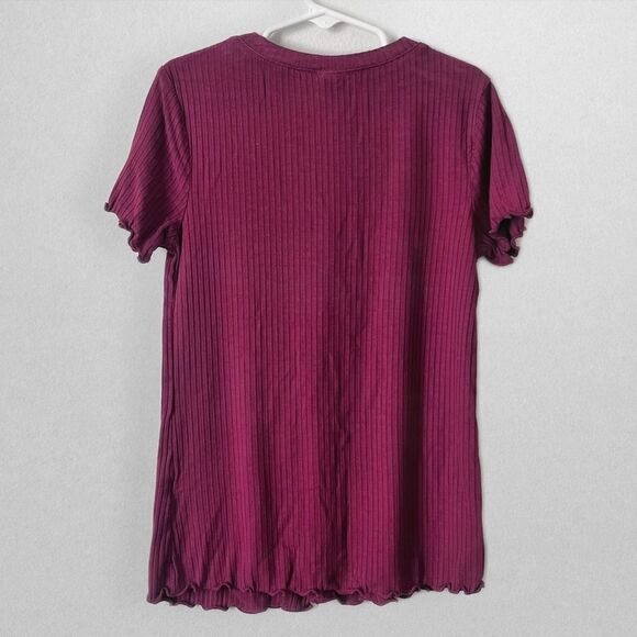 ART Class Buttondown Ribbed Baby Tee in Burgundy Girls Size Medium (6-7)​ - Picture 2 of 5